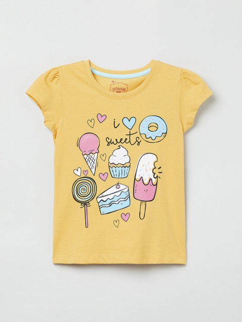 

max Girls Yellow Printed Top