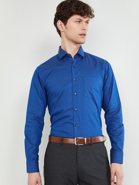 

max Men Blue Slim Fit Solid Formal Shirt