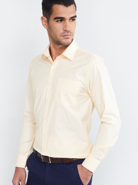 

max Men Yellow Regular Fit Solid Formal Shirt