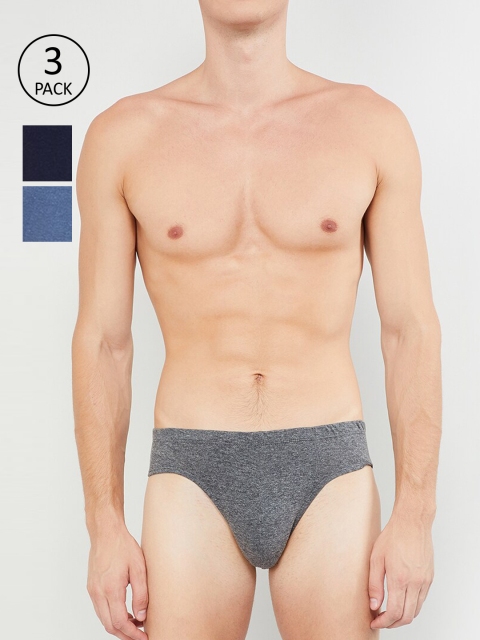 

max Men Pack Of 3 Solid Basic Briefs NOSBFSR, Grey