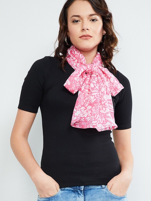 

max Women Pink & Off-White Floral Printed Scarf