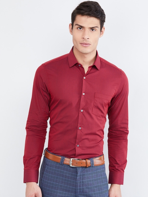 

max Men Red Slim Fit Self Design Casual Shirt