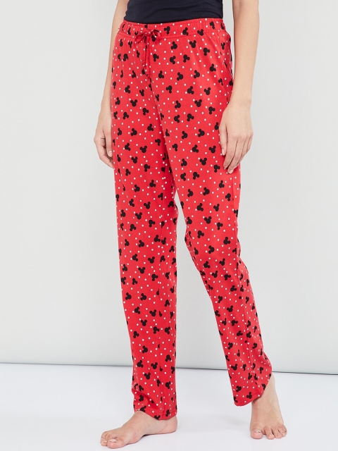 

MAX Women Red & Black Mickey Mouse Printed Lounge Pants