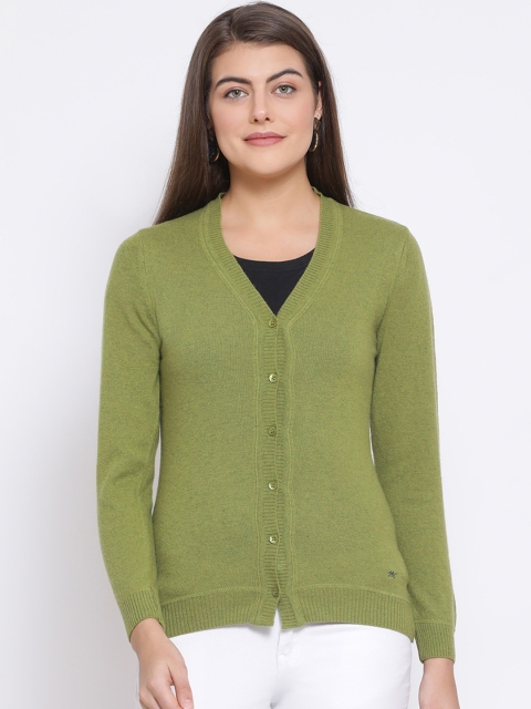 

Monte Carlo Women Green Solid Cardigan Sweater