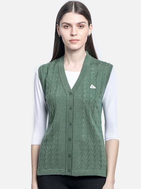 

Monte Carlo Women Green Self Design Cardigan Sweater