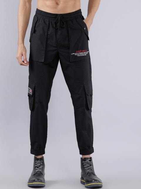 

Ecko Unltd Men Black Slim Fit Solid High-Rise Joggers Style Cargos