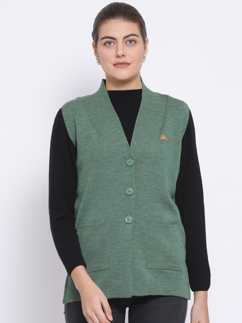 

Monte Carlo Women Green Solid Cardigan Sweater