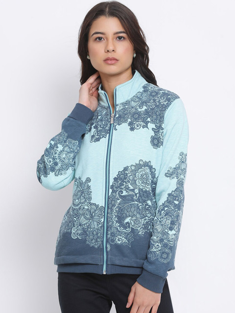

Monte Carlo Women Sea Green & Teal Printed Sweatshirt