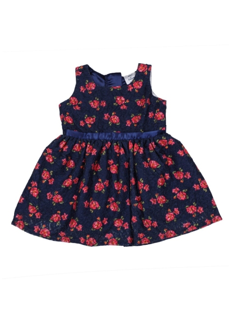 

Doodle Girls Navy Blue & Red Floral Printed A-Line Dress