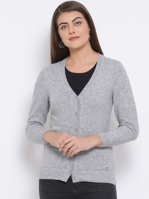 

Monte Carlo Women Grey Solid Cardigan Sweater