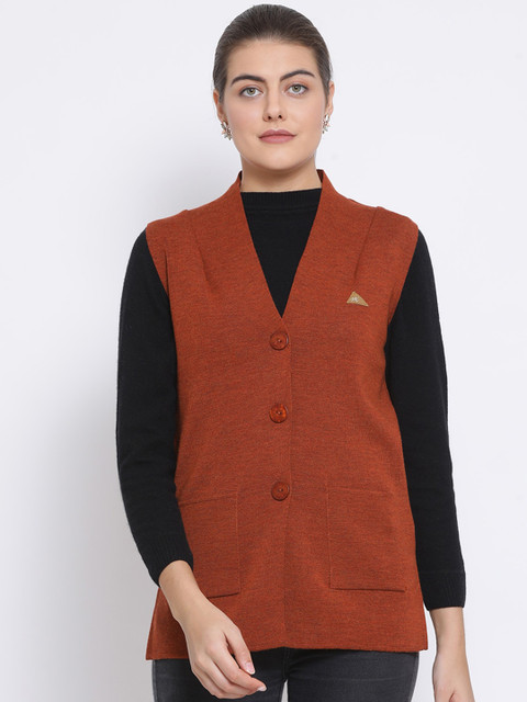 

Monte Carlo Women Rust Brown Solid Cardigan Sweater