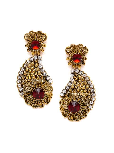 

ZeroKaata Gold-Toned Paisley Shaped Drop Earrings
