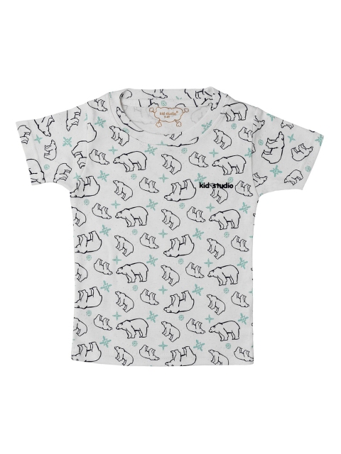 

Kid Studio Boys White & Black Printed Round Neck T-shirt