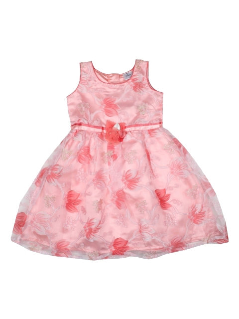 

Doodle Girls Coral Pink Printed A-Line Dress