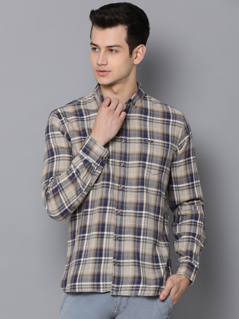 

LINDBERGH Men Blue & Grey Slim Fit Checked Casual Shirt