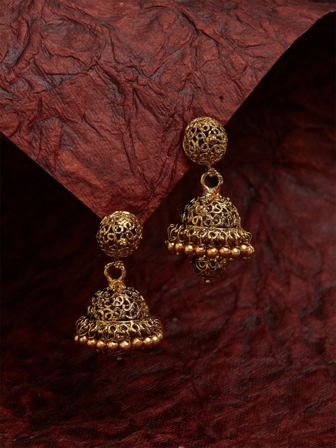 

Fida Gold Plated Temple Dome Shaped Jhumkas