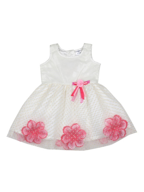 

Doodle Girls Off-White Self Design A-Line Dress