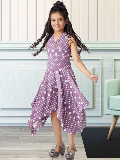 

Peppermint Girls Purple Printed Culotte Jumpsuit