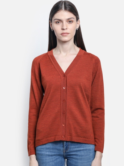 

Monte Carlo Women Rust Brown Solid Cardigan Sweater