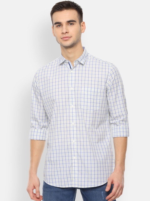 

Van Heusen Sport Men White & Blue Checked Antiviral Slim Fit Shirt