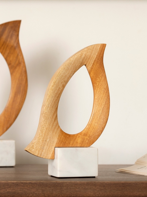

ellementry Brown & White Dove Teak Wood Accent Showpiece