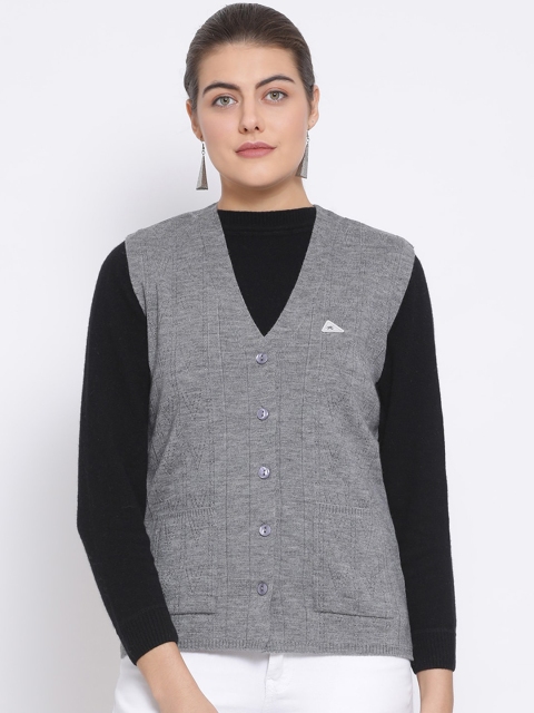 

Monte Carlo Women Grey Solid Cardigan Sweater
