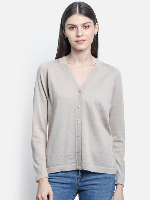 

Monte Carlo Women Grey Solid Woollen Cardigan Sweater