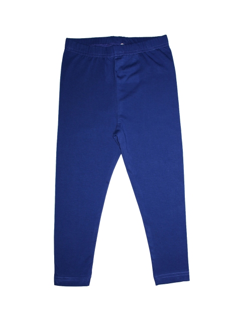 KiddoPanti Girls Blue Solid Ankle-Length Leggings