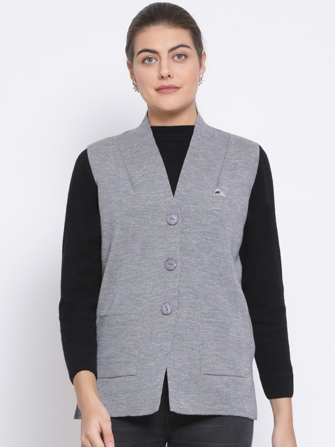 

Monte Carlo Women Grey Solid Cardigan Sweater