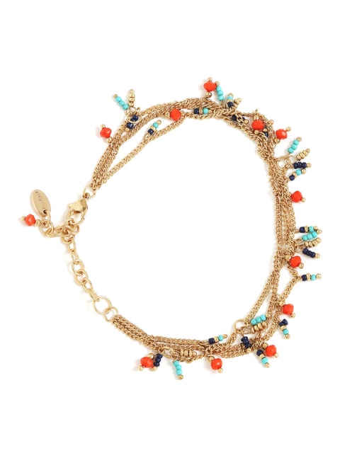 

Chumbak Gold-Toned & Orange Beaded Serene Strings Anklet