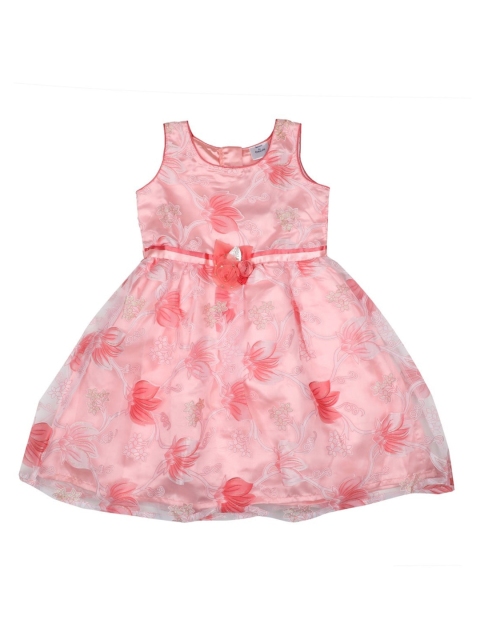 

Doodle Girls Pink Floral Printed Fit and Flare Dress