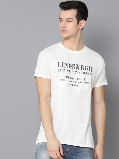 

LINDBERGH Men White Printed Round Neck T-shirt