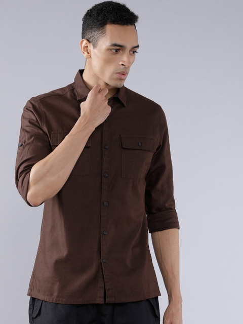 

Ecko Unltd Men Coffee Brown Slim Fit Solid Casual Shirt