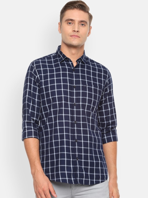 

Van Heusen Sport Men Navy Blue & White Checked Antiviral Slim Fit Shirt