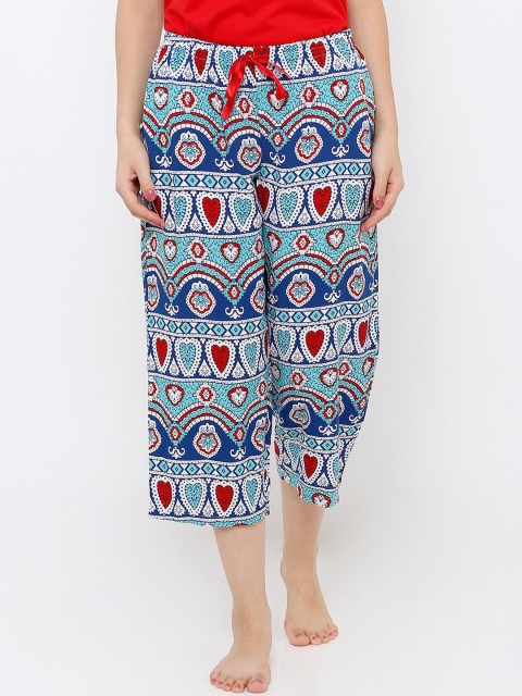 

Heart 2 Heart Women Blue & Red Printed Aloha Lounge Capris LC96NALOHAR