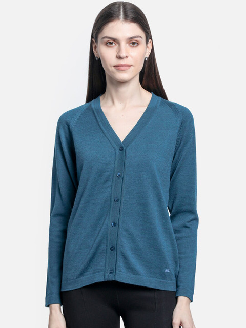 

Monte Carlo Women Blue Solid Cardigan Sweater