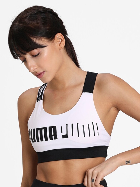 

Puma White & Black Printed Non-Wired Non Padded Mid Impact Feel it Sports Bra 51957503