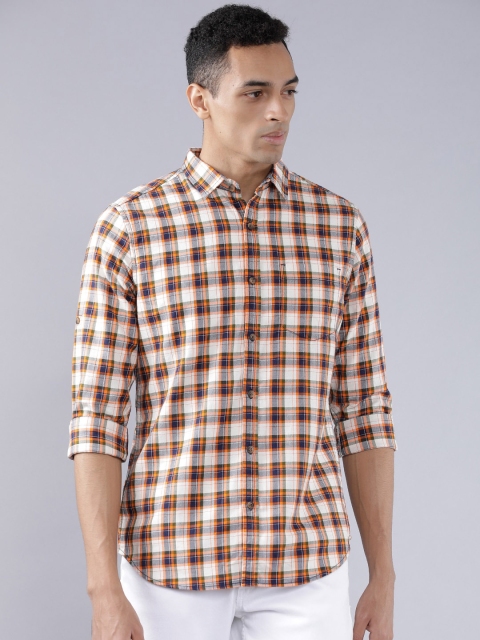 

Ecko Unltd Men Off-White & Orange Slim Fit Checked Casual Shirt