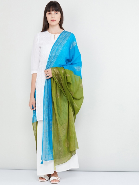 

max Green & Blue Printed Dupatta