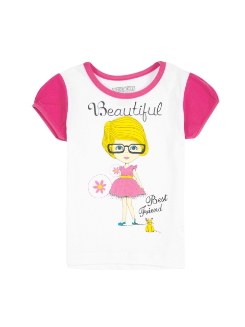 

Cherokee Girls White Printed Round Neck T-shirt