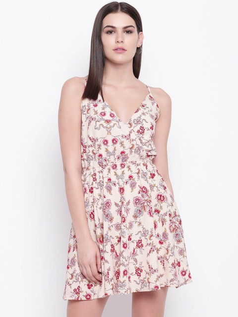 

DODO & MOA Women Beige Printed Fit and Flare Dress