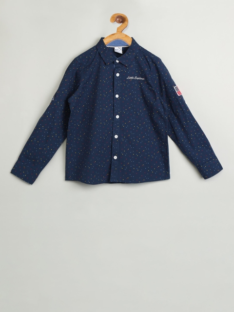 

max Boys Blue & Yellow Regular Fit Printed Casual Shirt