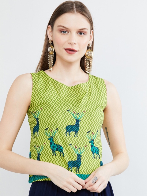 

max Women Green Chevron Top
