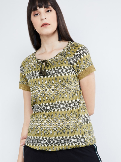 

max Women Olive Green Printed Top