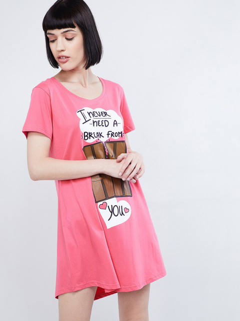 

max Women Pink Printed Sleep Shirt