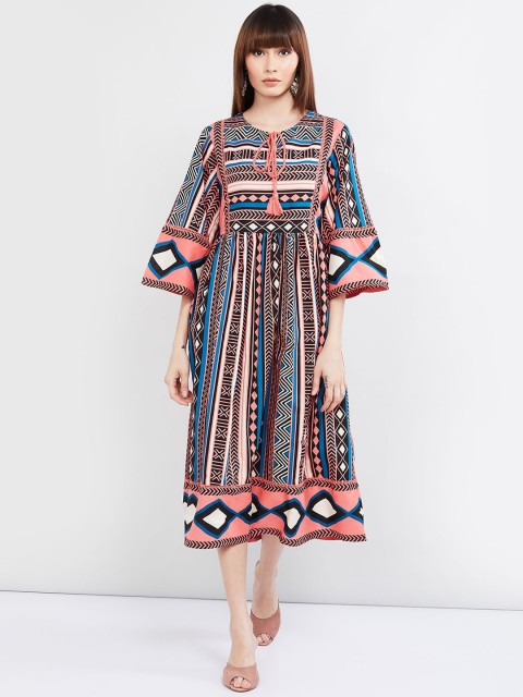 

max Women Black & Pink Printed A-Line Dress