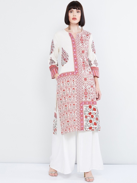 

max Women Off-White Printed Straight Kurta