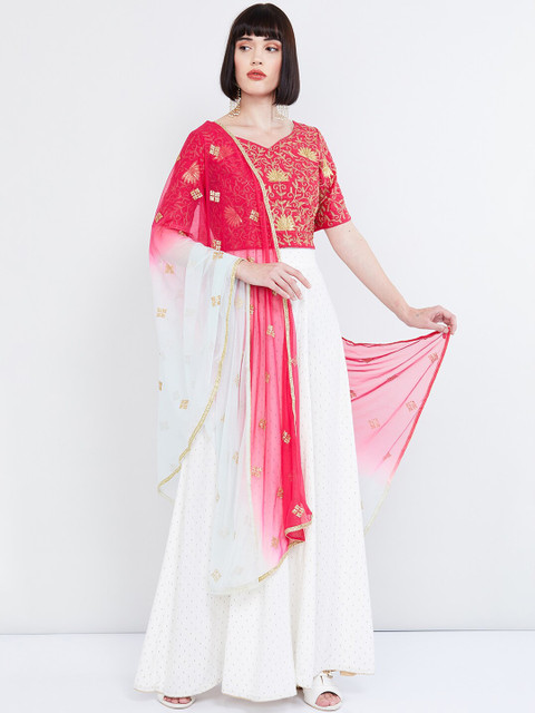 

max Pink & White Ombre Dyed Embellished Dupatta