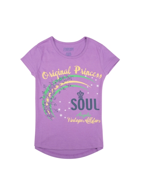 

Cherokee Girls Purple Printed Round Neck T-shirt