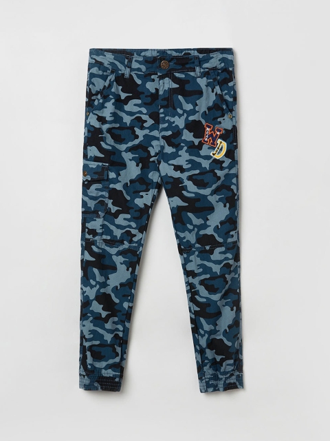 

max Boys Navy Blue Camo Printed Regular Trousers
